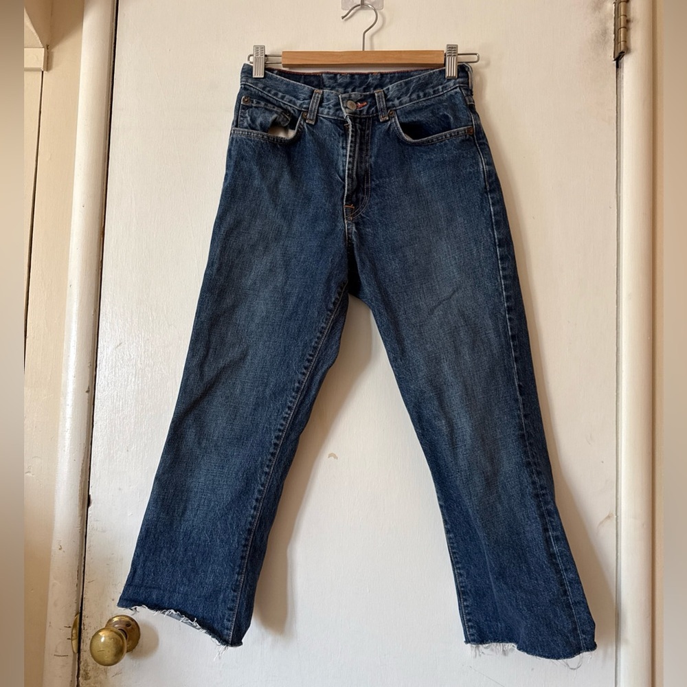 Lucky Dungaree Cotton Denim Blue Jeans Raw Hem USA | Women's 4/27